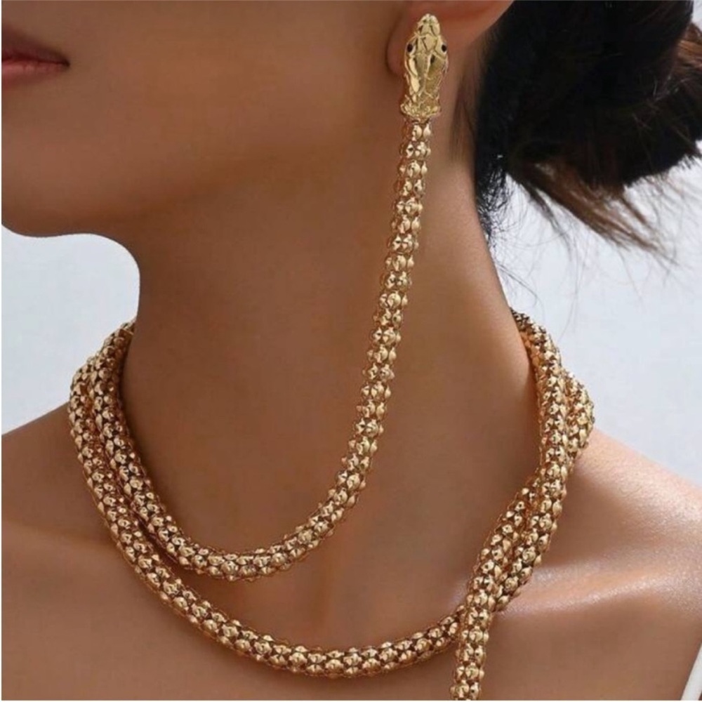 Serpanti Retro Punk Snake Chain
Necklace & Earring Set - Picture 2 of 5